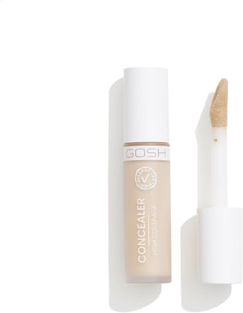 GOSH Concealer High Coverage 002 Ivory I Hohe Deckkraft I Flüssig Concealer zum Abdecken von Augenringen, Rötungen & Unreinheiten für empfindliche Haut I langanhaltend & Vegan I Pickel-Abdeckstift