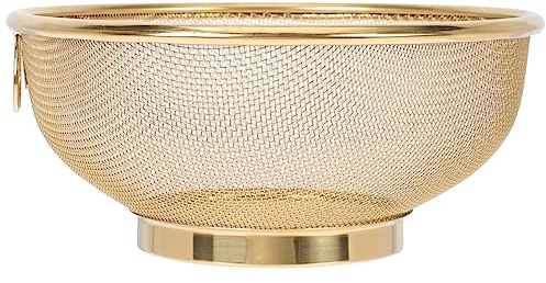 Operitacx Waschbecken Sieb Küchensieb Aus Edelstahl Mit Edelstahlboden Feinmaschiges Sieb Mit 1 Griff (Farbe: Golden)18Cm Sieb Küche
