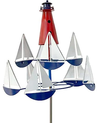Jomewory Sail Boat Wind Spinner, Sail Boat Wind Spinners Outdoor, Art Garden Windmills, Metal Sailing Wind Spinners Decor for Outdoor Yard and Garden, 30 0x20cm