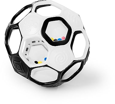 Bright Starts, Oball Grippin' Goals Rassel-Fußball, Schwarz und Weiß, leicht zu greifendes Spielzeug für Neugeborene und älter