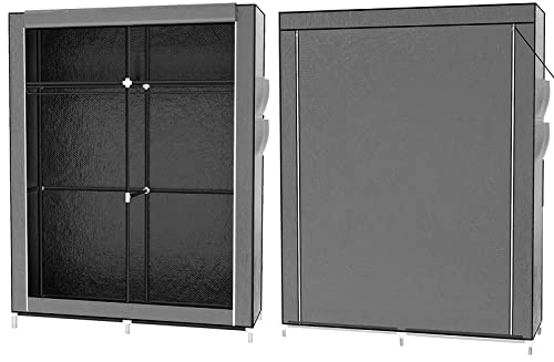 Faltbarer Kleiderschrank, Kleiderschrank, Schlafzimmer aus Vliesstoff, Organizer für Schlafzimmer, Ankleidezimmer, Textil, 170 x 45 x 108 cm, Grau