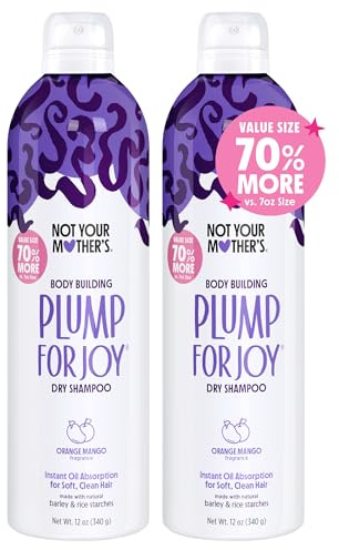 Not Your Mother's Value Size Plump for Joy Jumbo Dry Shampoo (2-Pack) - 12 oz Each - 70% More to Absorb Oil and Build Body - Orange Mango - For All Hair Types