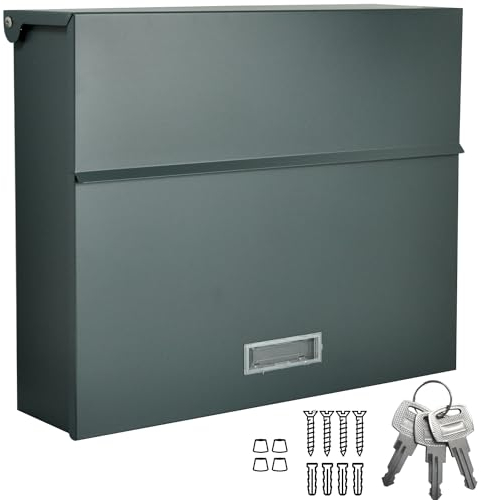 ALSTEN TECH Designer Briefkasten Wandbriefkasten Postkasten ohne Zeitungsfach Anthrazitgrau Matt RAL 7016 A4/C4 geeignet