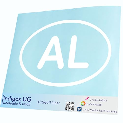 INDIGOS UG Auto Aufkleber Auto - 300x191 mm - Albanien AL - weiß - Selbstklebender Sticker für Auto, Fenster, Bus oder LKW - UV-beständig & wetterfest