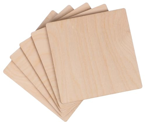 CREATIVE WOOD SET 5 Holz Leinwand zum Bemalen 10 x 10 cm 5er Pack | Sperrholzplatte | Set von Holz-Malgründe | 40 mm Dicke | Holzverbrennung mit Lötkolben | Malunterlagen für Brandmalerei, Dekoration