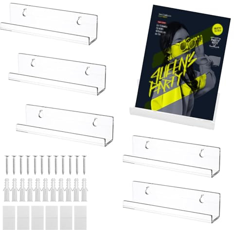 bssmmai 6 Stück Vinyl Schallplatten Regal, Transparent Acryl Wall Mount, Schallplatten Wandhalterung 4in Vinyl CD Halter Zur Platzierung Fotoalben Und Sammlungen
