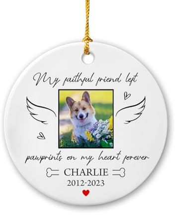 Christbaumschmuck Keramik Weihnachtsanhänger Anhänger Weihnachtsbaumschmuck Hängende Ornamente Weihnachtsdeko Bilderrahmen Hund 2023 Personalisiert, Mein Glaube Freund Hat Pfotenabdrücke Auf