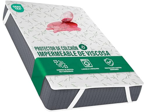 Protege-Matelas Impermeable Viscose avec Sangles Elastiques, 140x200 cm