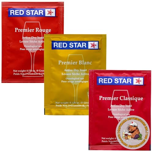 Red Star Best Sellers Weinhefe (3er Pack) - Ideal für die Herstellung von Wein, Cider, Met, Kombucha zu Hause - 5 g Sachets - Saccharomyces cerevisiae - Verkauft von CAPYBARA Distributors Inc.