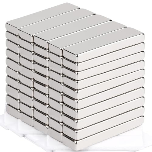 MIN CI 50 Stück Neodym-Magnete, extra stark, rechteckig 40x10x5 mm, Haftmagnete flach für Magnettafeln