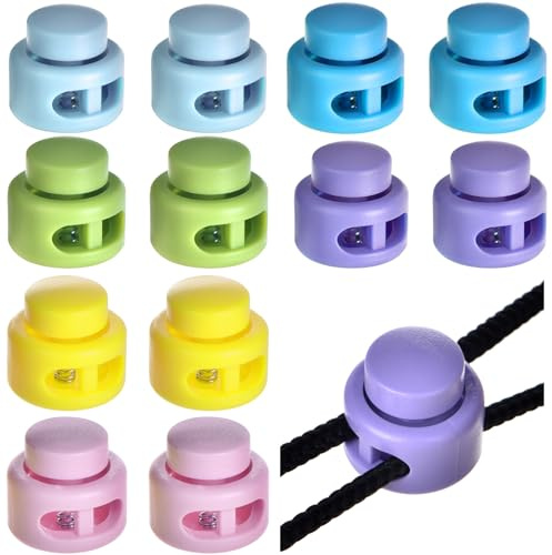 GGXZHT 12 Stück Kordelstopper, 2-Loch Schlösser für Kordel, Kunststoff-Kordel Verschlüsse, Kordelklemme für Kordelzug-Taschen, Kleidung, Rucksäcke