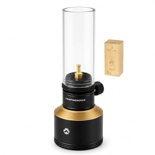 CAMPINGMOON Camping Gas Lantern Gas Candle with Empty Tank Black BKT-1D15