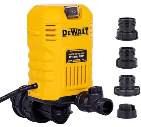 DEWALT Wet Dry Vac External Pump DXVPA101, Shop Vac Accessory for Hard to Reach Areas, 60 Ft Lift, 11 Gal/Min Flow, 19 Ft Cord