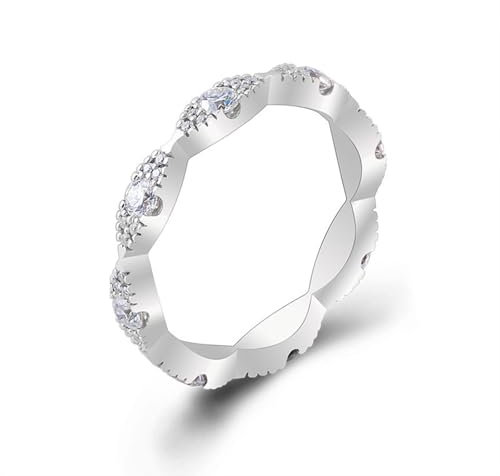 Wycian Trauringe Vintage, Moissanite Ringe 14 Karat Weißgold Größe 63 (20.1) Moissanit Rundschliff D Farbe Personalisiert Für Jahrestag