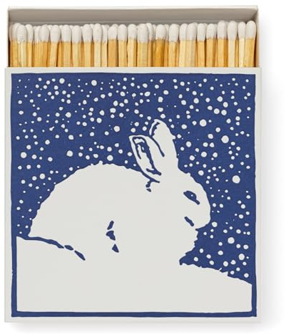 Luxury Matches, Giant Matchbox, Snowy Rabbit Match Box Gift, The Rabbit in Snow Matchbox, XL Long Matches, Candles Gift, Extra Long Matches, Coloured Tips Matches, Giant Fireside Matches Gift