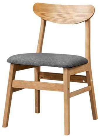 Esszimmerstuhl aus massiver Eiche, 6er Set, mit Stoff-Sitzpolster, Holzstühle für Zuhause & Café, stilvolles graues Finish