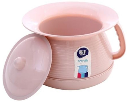 SDGBCXD, Pots de Chambre for Femmes avec Couvercle, crachoir de Chambre à Coucher, Seau à Pipi avec poignée, urinoir de Toilette Portable for Camping Voyage Maison,Nocturne.(Pink)