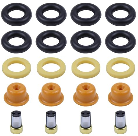 Doo Engy Reparatursatz Einspritzdüse Dichtsatz Einspritzventil Dichtungssatz Kraftstoffeinspritzdüse Filtereinsatz Injektor Dichtung O-Ring Haltekappen Kunststoffring für A4 B5 8D A6 C5 4B 1.8 T