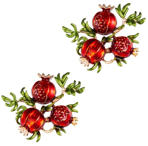 Granatapfel-Brosche Set 2 StüCk, Elegante Retro-Damenbrosche Party Kleid Broschen Schmuck für Frauen und Mädchen