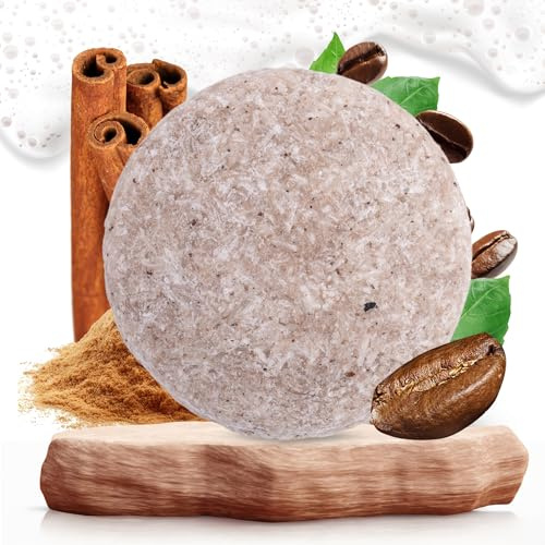 Shampoo Solido in Bar Caffeina e Cannella | Shampoo Anticaduta Naturale e Rafforzante | Stimola la crescita, apporta volume ed energia | Senza solfati, Vegano, Artigianale e Zero Waste - 65 g