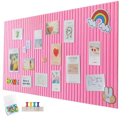 90 x 60 cm stor anslagstavla, stor korkskiva, dekorativ filtkorkvägg, 0,9 cm tjock, vikbar fototavla med självhäftande tejp, självhäftande filt, självhäftande visionboard, pinnålar, filt, persikorosa