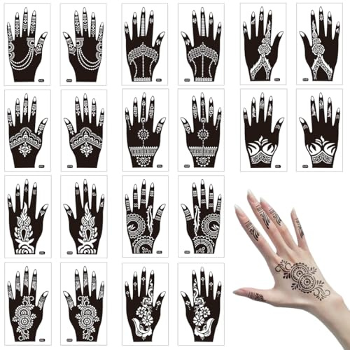 20 Fogli Tatuaggi Stencil Adesivo,Stencil Tatuaggi Temporanei, Modello per tatuaggio florealeper pittura a mano e corpo