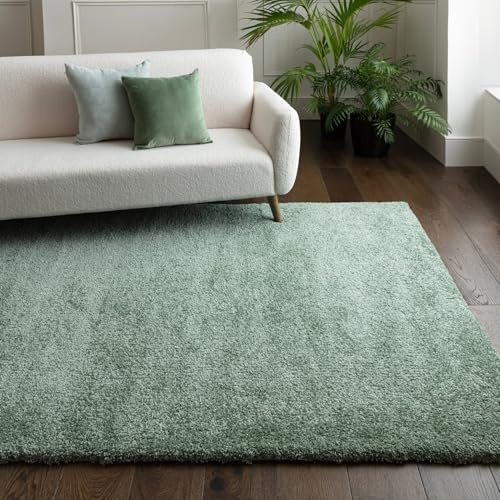 Lord of Rugs Modern Shaggy Rug Ultra Soft, Cozy, Plush, Densely Woven High Pile Carpet for Living Room & Bedroom Area Rug Sage Green, Small 80 x 150 cm (2'6x5')