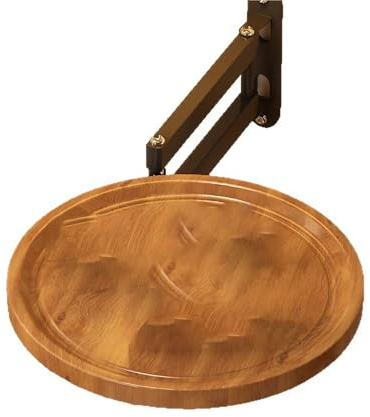 ZJIQOH Mesa Plegable De Pared, Montada En La con Rotación 720° Grados y Que Ahorra Espacio, Escritorio Flotante Redondo, Estante Noche Auxiliar(Wood Color)
