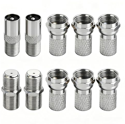 YEVON 10 PCS Waterproof F-Type Plug Connectors for RG6 Coaxial Cables | for Aerial TV, Satellite, Set-Top Boxes and AV Equipment