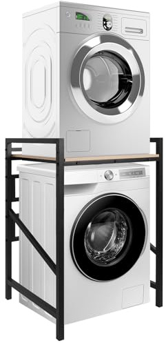 Hocamel Washer Dryer Stacking Rack, 24in Wide 3-level height adjustment Over Washer and Dryer Shelves Kit for Laundry Room, Washer Dryer Stacking Rack Stand for Bathrooms, Balconies,551 lbs Capacity