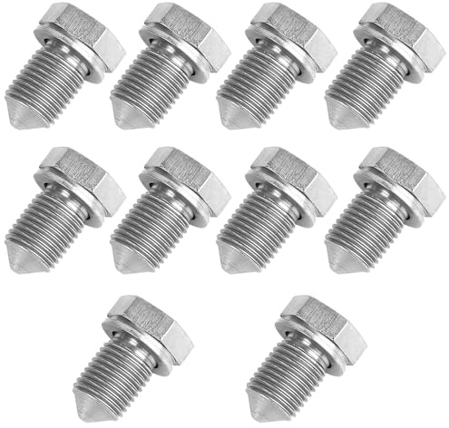 INNAL 10 Pièces Bouchon de Vidange Voiture en Acier au Carbone Filetage M14 x 1,5 Bouchons de Vidange D'huile avec Bague D'étanchéité pour Volkswagen Sagitar Magotan Golf Bora Jetta (Gris Argenté)