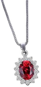 2.5ct naturlig röd granat förlovningshänge halsband för kvinna gåva ingen kedja