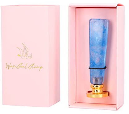 Kuuleyn Wachssiegel, Siegelstempel, Vintage-Design, wunderschönes Muster, exquisiter Wachssiegelstempel mit abnehmbarem Griff für selbstgemachte Einladungskartenumschläge (K02-powder box blue powder