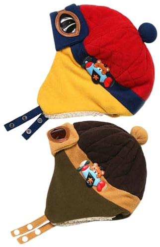 OHPHCALL 2 Stück Warme Baumwoll Fliegermützen für Leichte und Bequeme Wintermützen für Jungen und Mädchen für Kalte Wintermonate und Innenbereich