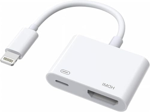 Adaptateur Lightning vers HDMI pour iPhone vers TV, [certifié Apple MFi] 1080p Lightning numérique AV adaptateur DVI HDTV connecteur câble adaptateur pour iPhone 14 13 12 11 XS XR X 8 vers moniteur HD