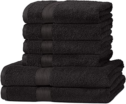 Amazon Basics Fade Resistant Bath and Hand Towel Set - Black