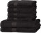 Amazon Basics - paquete de 6 toallas de baño resistentes a la decoloración para baño, 100 % algodón, suaves y absorbentes, 2 Toallas de baño y 4 Toallas de mano, Negro