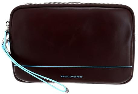 Piquadro Astuccio in pelle con cerniera e laccio laterale - Borsa con manico lungo Uomo, Mogano, Talla única -