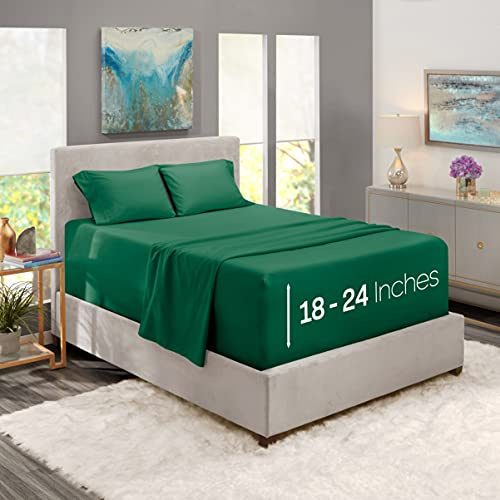 Nestl Sheets Set, King, Microfiber, Deep Pocket, 4 Piece, Hunter Green