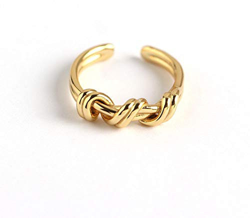LCDIUDIU Einstellbare Ring Frauen,S925 Sterlingsilber Retro Golden Kreative Kreative Doppelwickel Mode Verstellbare Open Knuckle Schwanzring Finger Joint Zehenring Schmuck Für Frauen Mädchen Gesch