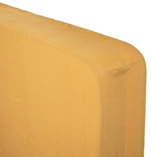 Atmosphera - Spannbettlaken Linah - ockergelb - Leinen gewaschen 140x190 cm - Ocker