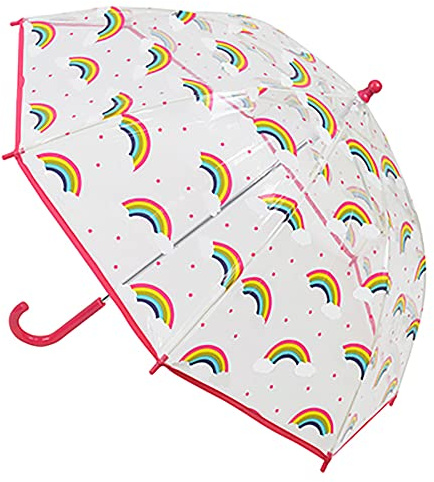 KAV Transparenter Schulschirm für Jungen und Mädchen – süßes, schönes, leichtes Design, Kuppelschirm für Ihr Kind, regenbogenfarben, Small