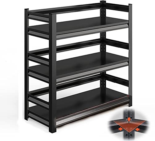 Schwerlastregal Schwarz Küchenregal, Metallboden verstellbare für Keller, Werkstatt, Garage - Metall Lagerregal I 60/70/80/90/100/120 cm Breit I 150 kg Last je Regalboden ( Size : 47x12x32in/120x30x80