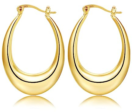 ASH'S CHOICE Boucles d'Oreilles Femme Créoles Or Creux Chunky Grosses Ovale