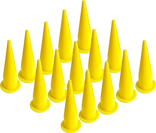 ANZHUO 15 pcs Cone Nozzle for Sausage and Bulk Caulk Guns | Used for various standard sausage filling guns,Large caliber exterior wall adhesive nozzle (15 pieces-yellow)