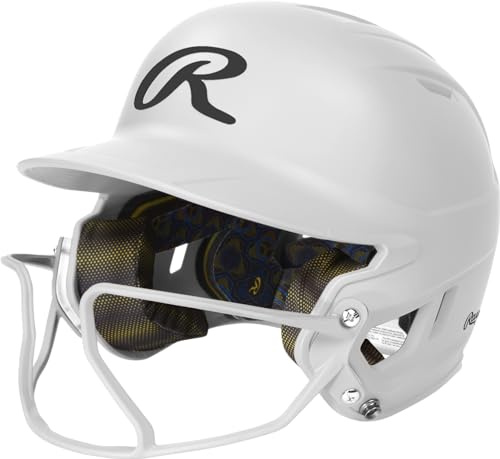 Rawlings | MACH HI-VIZ Fastpitch Softball Batting Helmet | Face Guard Attached | White | Junior - 6 3/8 - 7 1/8