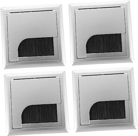 Pasacables para Escritorio Abs Plata Cepillo, 4 Piezas