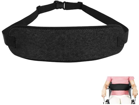 Hezhou Cinturones de Seguridad para Sillas de Ruedas Cinturón Abdominal de seguridad correa ajustable para silla de ruedas Cinturón Abdominal de seguridad Silla de Ruedas (Negro)