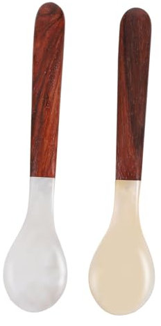 OKUMEYR 2piezas Cucharas Mezcla y Café De Diseño Creativo Con Mango De Madera y Natural De Unidades Útiles Para Té Helado y Postres Elegantes Para Hogar y Cafetería