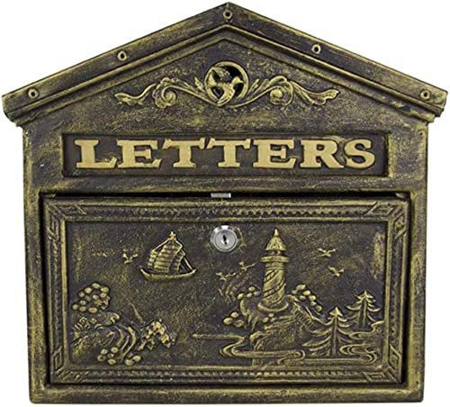 Buzón de Pared Correo,Buzón clásico vintage para exteriores, buzón montado en la pared, buzón para paquetes, hogar, puerta de entrada, oficina, caja fuerte, buzón resistente a la intemperie - Marrón B